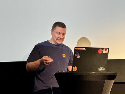 Chris Hasiński presenting his talk ‘Even smaller Rubies’