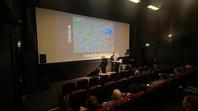 Matias Korhonen showing the directions to the afterparty